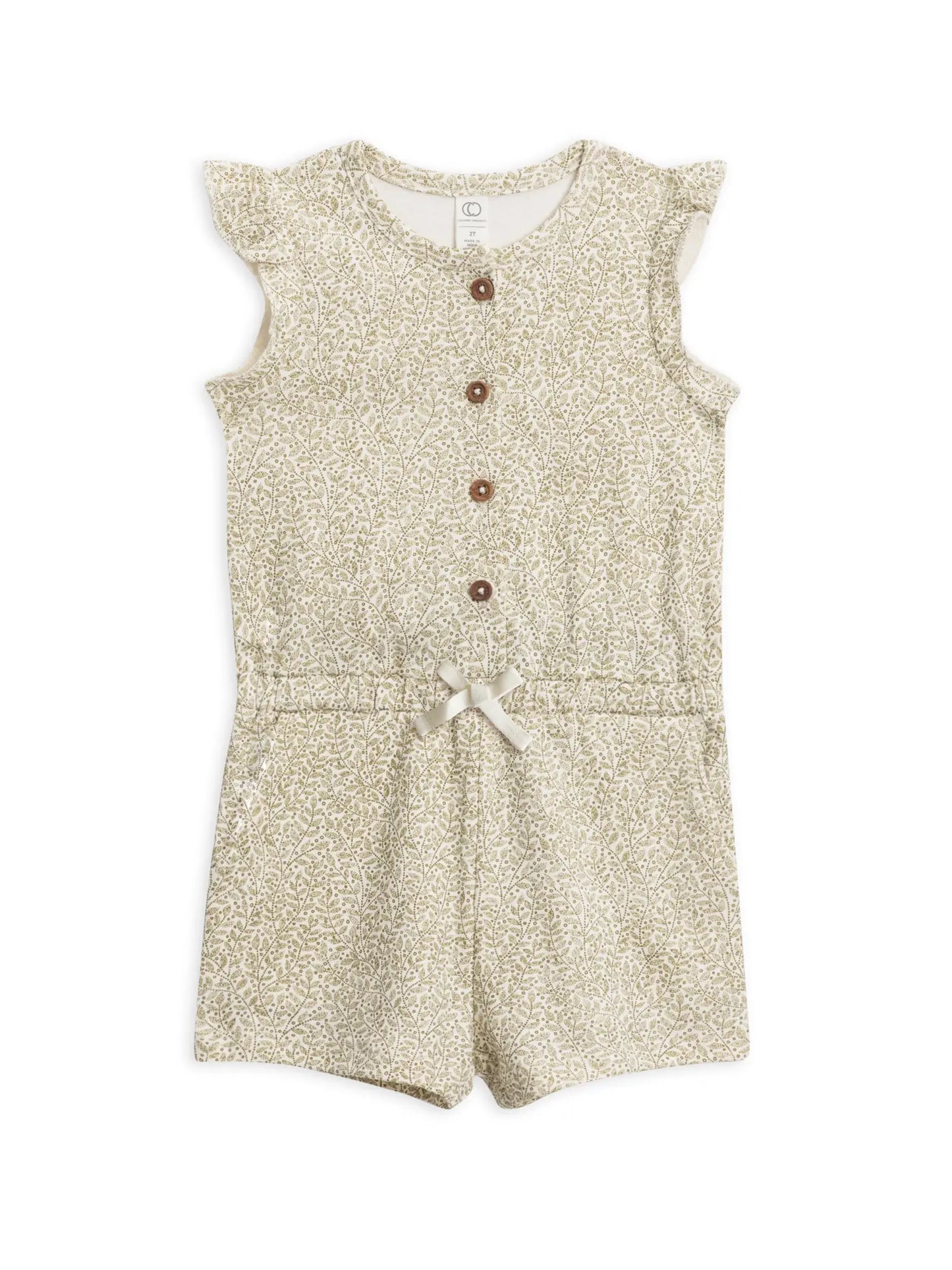 Organic Kids Shaye Romper - Fern / Ivory + Herb