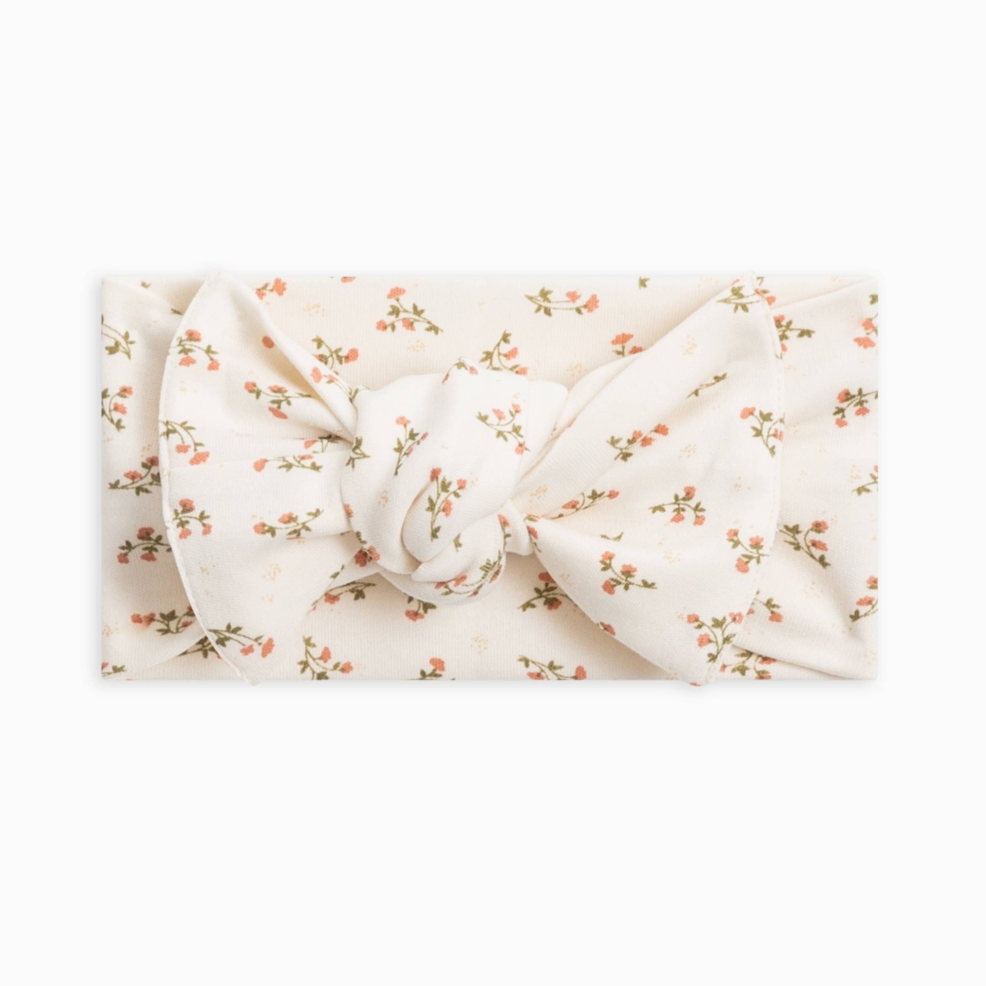 organic baby knot bow wrap - wildflowers in salmon and herb