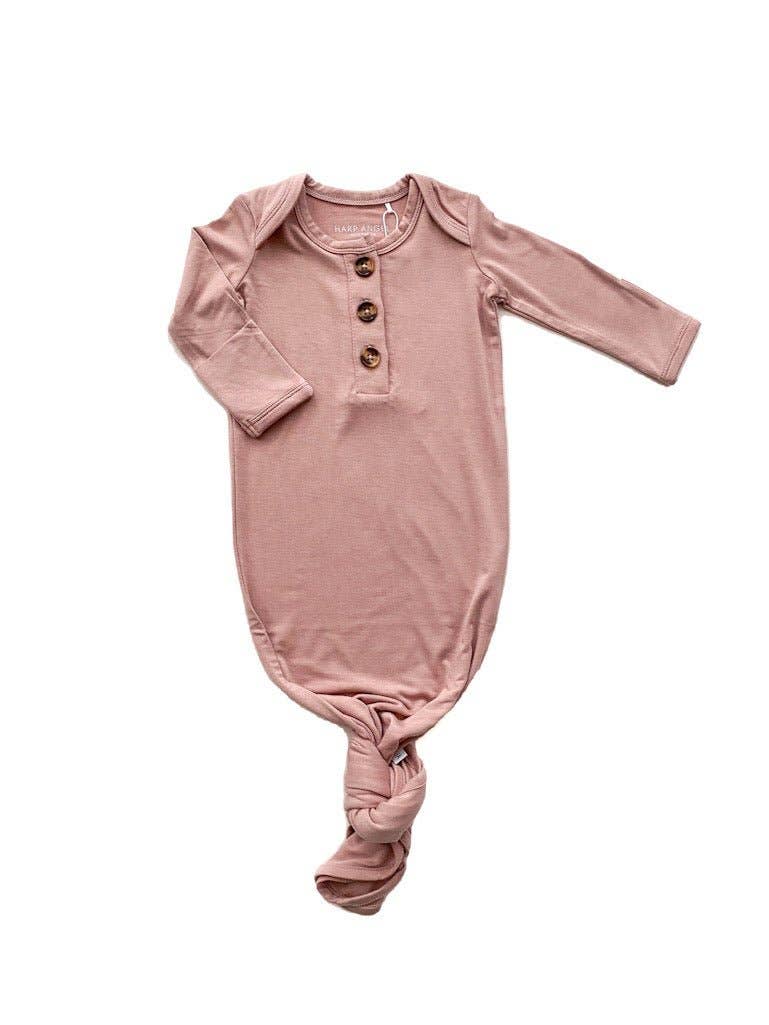 Knotted Baby Gown + Headband - Dusty Pink