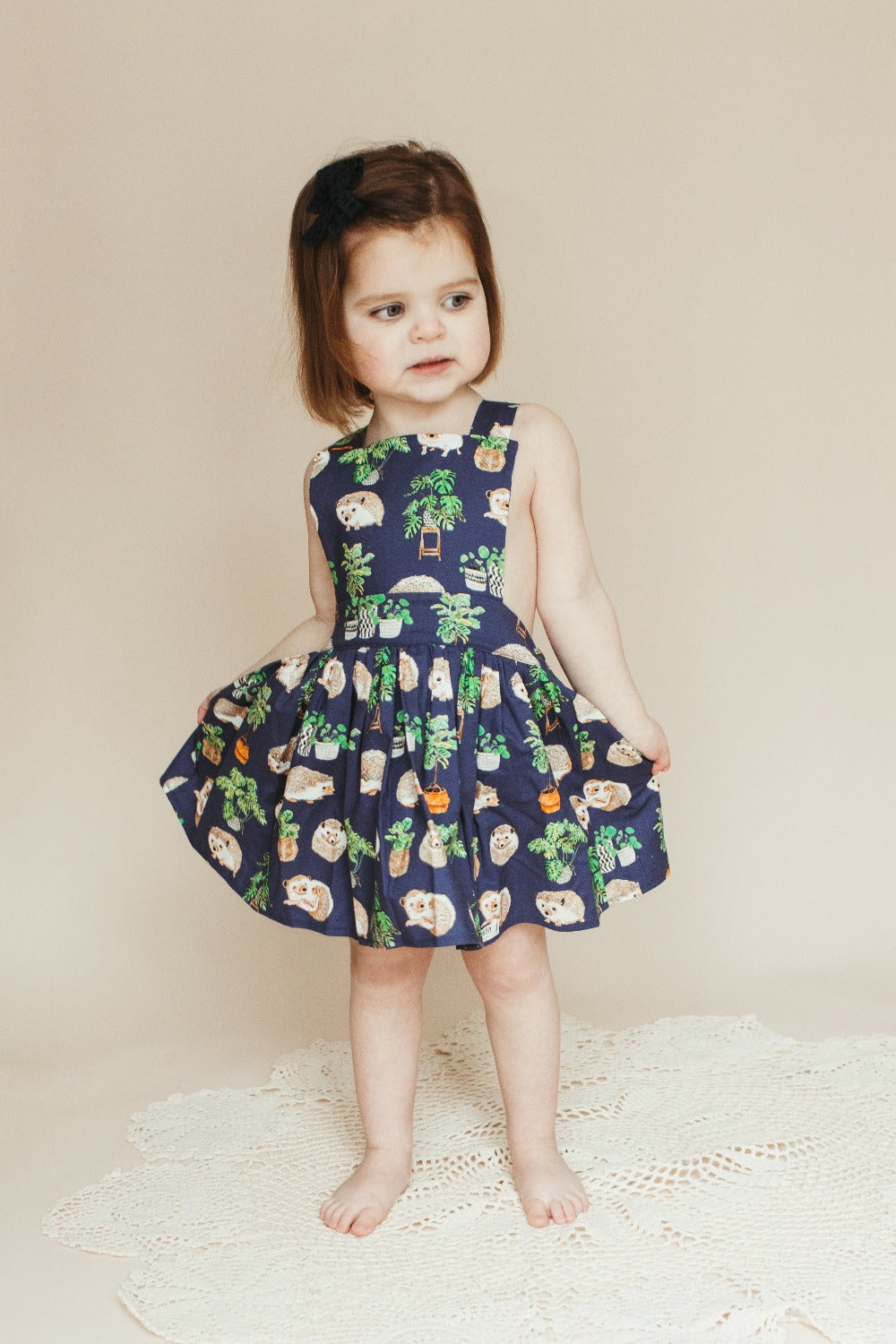 Pinafore Dress in Hedgehogs: Baby - 6 years