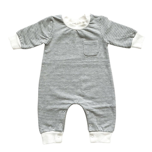 Organic Bubble Romper - Gray Stripe