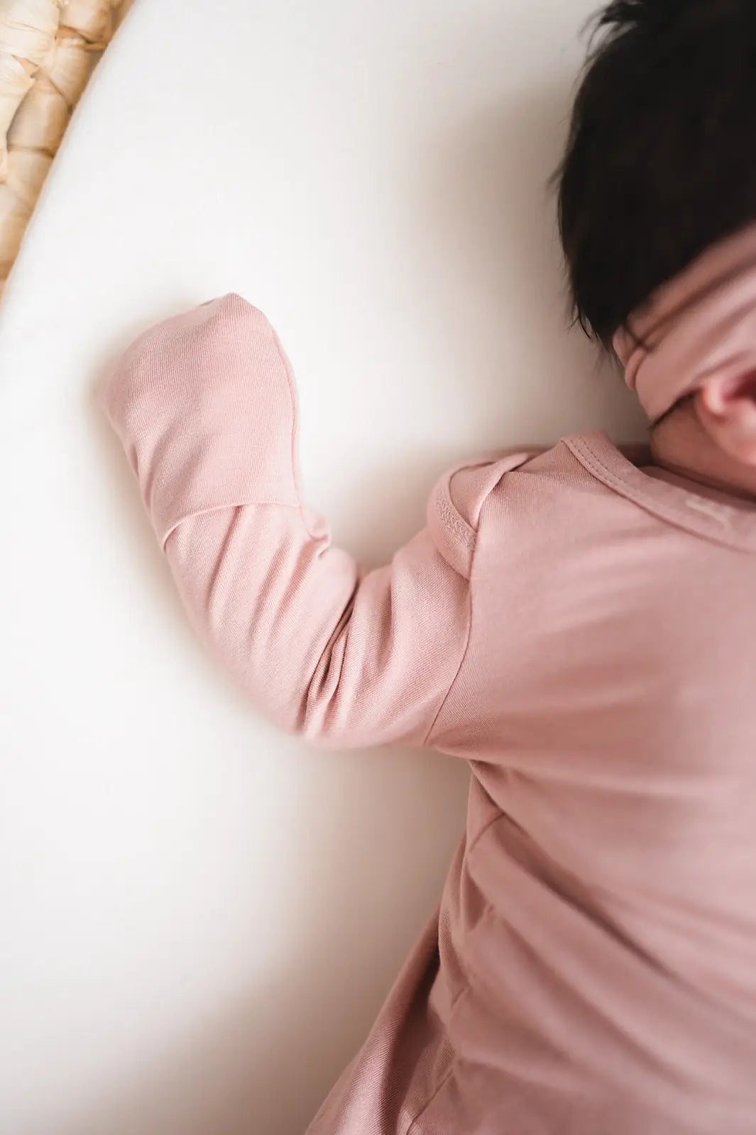 Knotted Baby Gown + Headband - Dusty Pink