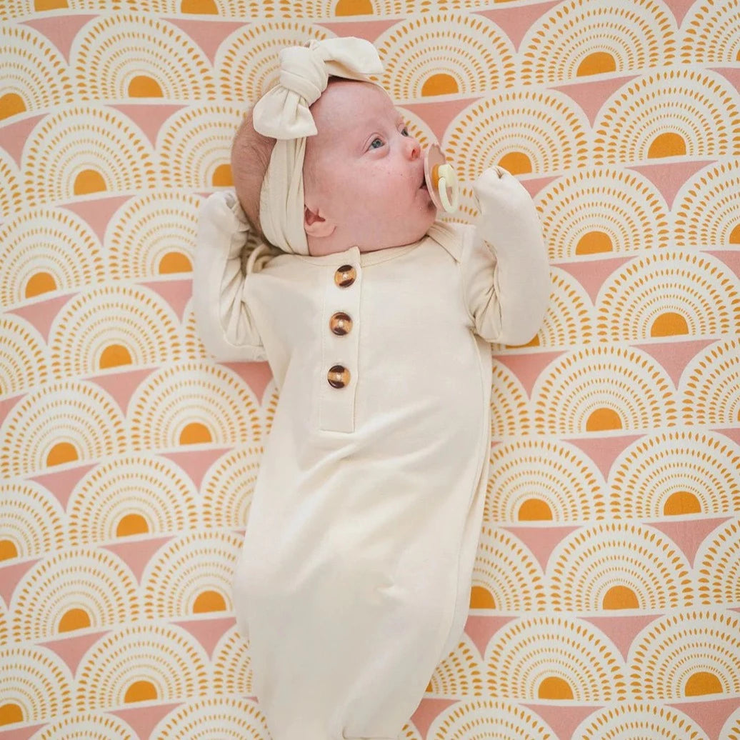 Knotted Baby Gown - Cream
